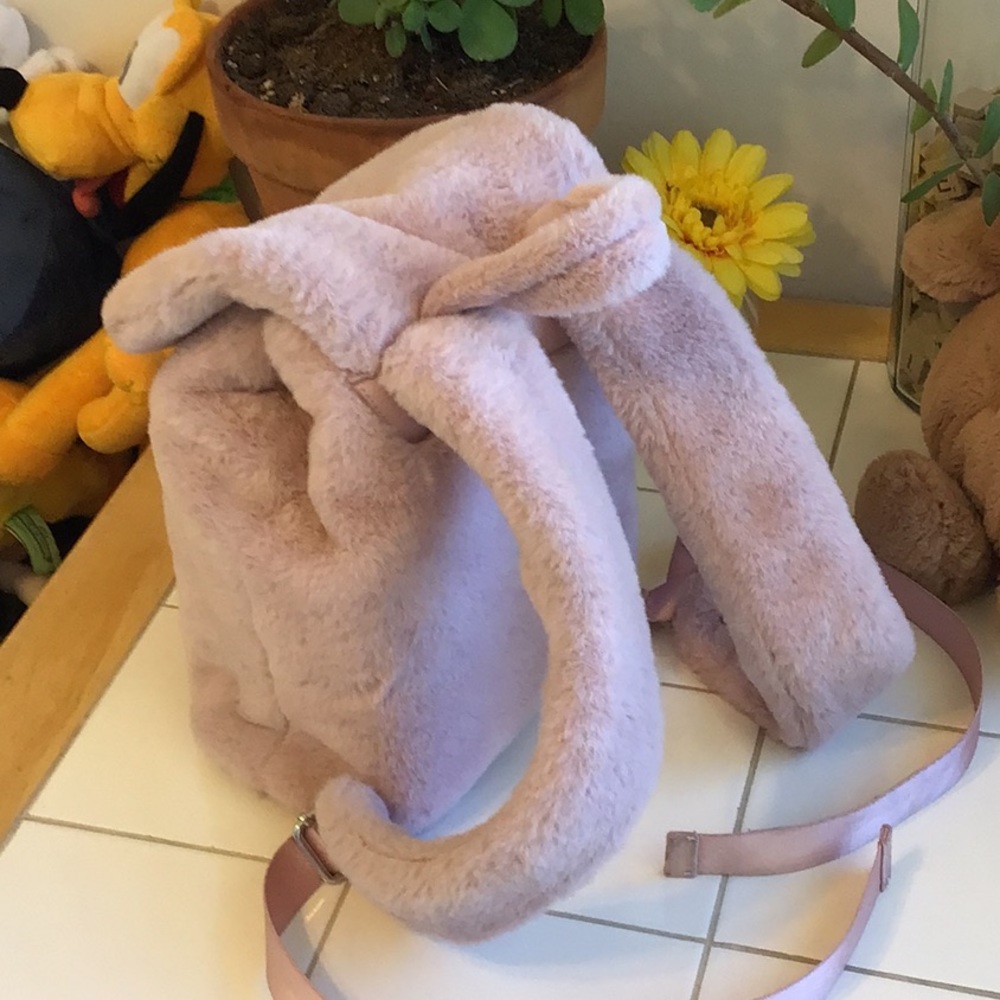 Mauve Faux Fur Drawstring Backpack/Purse (#5) - Picture 5 of 6